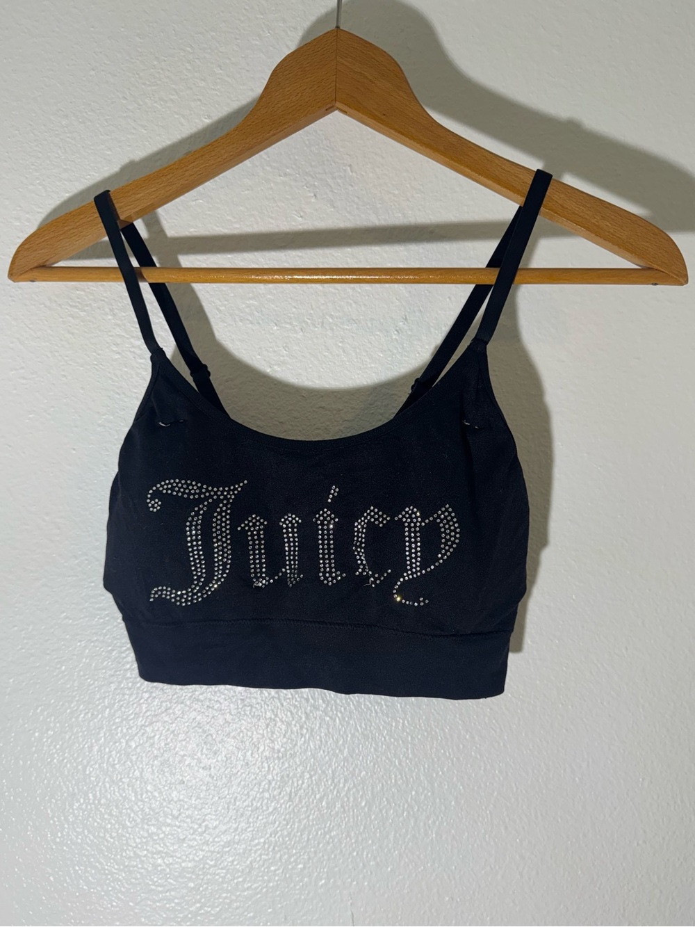 Juicy Couture Black Rhinestone 'Juicy' Crop Camisole